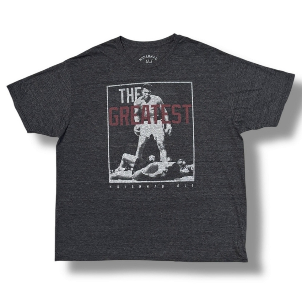 MUHAMMAD ALI Charcoal Grey Crew Neck Graphic T-Shirt “The Greatest